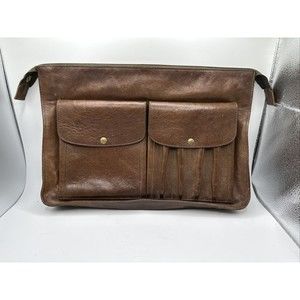 il bisonte men’s messenger bag clutch Italian brown saddle leather
